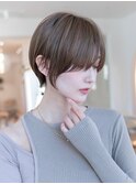 20代30代大人かわいい前髪カール小顔ショートボブシアカラー