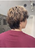 メンズパーマ/ショートウルフ/デザインカラーパーマ/ハイトーン