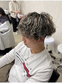 波巻きパーマ/波巻きツイストスパイラル/金メッシュ