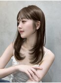 ▲レイヤーカット顔まわり前髪矯正オリーブベージュharuhi