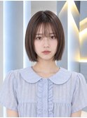 地毛風縮毛矯正韓国風顔まわりレイヤー小顔ボブ切りっぱなしボブ