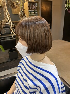 パム 恵比寿(PAM.) オレンジベージュ前上がりボブ