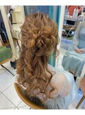 サイドお花ハーフアップ