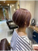大人ショートボブ×カシスレッド