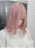 3357ベールピンクボルドーシャギーオルチャンヘアピンクベージュ