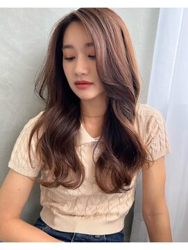 ソヨン 名古屋店(SOYON) 丸型/かきあげ前髪/韓国風/レイヤーカット/チェリーブラウン