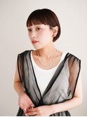 ミディアムヘア/斜めバング/グレージュカラー/新宿駅
