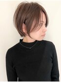 ハイライト白髪ぼかしダブルカラーインナーカラーショートボブ
