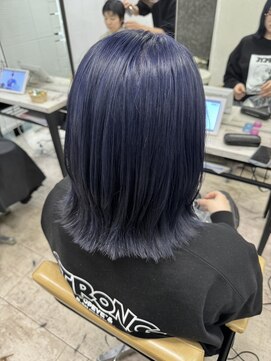 アジールヘア 所沢プロペ通り店(agir hair) ボブネイビーブルーレイヤーカット夏デザインカラー所沢練馬韓国