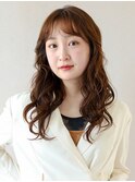 韓国風くびれロング×波巻き×シナモンブラウン