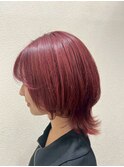 大人可愛いクラゲヘア×チェリーレッド×レイヤーミディアム