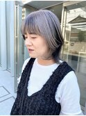 ゾーンカラー/レイヤーボブ/白髪活かし/グレージュ