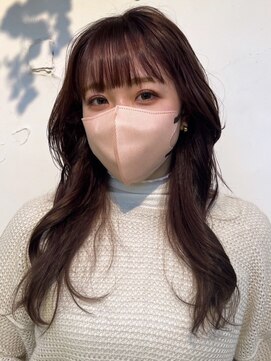 ソンノ(sonno) ラベンダーピンク ゆるふわウェーブ シースルーバング ロング