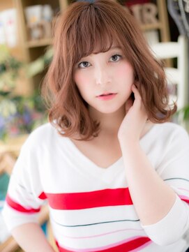 カバーヘア ブリス 上尾西口店(COVER HAIR bliss) バーガンディくせ毛風ミディゆるふわミディアムa