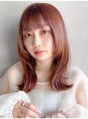 レイヤー 小顔 デジタルパーマ ミニウルフ  チェリーブラウン ☆