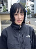 透明感 グレー ブラック 暗染め ボブ