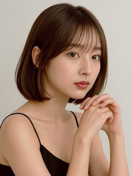 ミロア 薬院(miroa) ナチュラルボブ前髪ありイメチェン20代30代40代50代ショートボブ