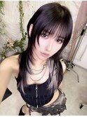 ハッシュカットシャギーウルフレイヤーカットロングウルフカット