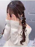 編み下ろしリボンアレンジ◎ [ヘアセット/原宿/渋谷]
