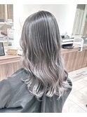 ラベンダーグレージュハイライトバレイヤージュ