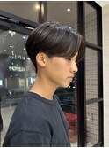 メンズセンターパートウルフセンターパートニュアンスパーマ襟足