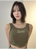 くびれボブ×赤みのないオリーブグレージュが大人気