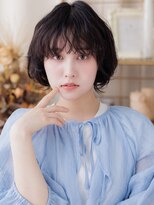 カバーヘア ブリス 戸田公園西口店(COVER HAIR bliss)&nbsp;丸みボブレイヤーウルフパーマ黒髪くびれハッシュカット30代a