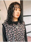 perm style/アッシュカラー 前髪パーマ 透明感