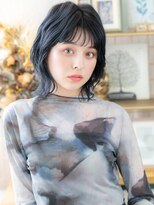 カバーヘア ブリス 川口(COVER HAIR bliss)&nbsp;ブルーグレージュ小顔透け感ミディアムウルフ