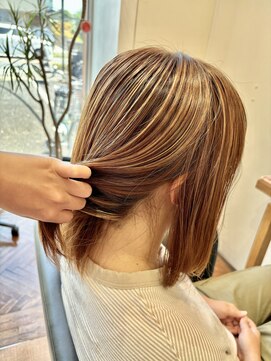 リシェールグリーン 越谷花田店(RICHAIR GREEN) デザインカラー/レイヤーカット/ウェットヘア/オリーブベージュ