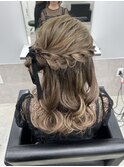 ハーフアップ/アップヘア/ローポニー/結婚式ヘアセット