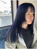 ネイビーブルー×レイヤーカット