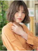 前下がりシースルーバングくせ毛風ボブパーマh4大宮20代30代40代