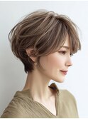 白髪ぼかしショート似合わせカット30代40代50代60代