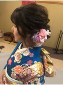 振袖 全体 ゆるふわ やわらか シニヨン ヘアアレンジ