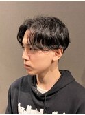 ビジネスツーブロック ナチュラルパーマ センターパート