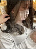 ケアブリーチホワイトベージュカラー顔周りレイヤーカット韓国