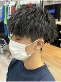 ツイストスパイラルパーマ波巻きスパイラルパーマツーブロック