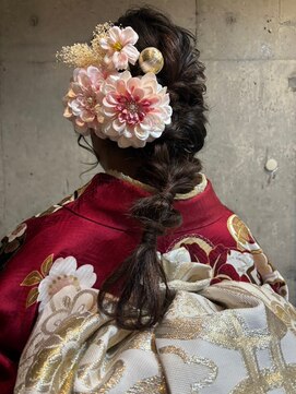 ヘアーアンドメイク ファット(Hair&Make PHAT) ゆるふわ編み下ろしヘアアレンジ成人式ヘアセット和装