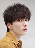 渋谷シャドウパーマ40%メンズマッシュナチュラルブラウンカラー