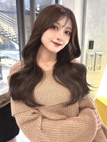 シティ(CITY) 韓国ロングレイヤー/ブラウンカラー/ワンカールレイヤー