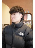 メンズツイストスパイラルパーママッシュウルフ眉毛カット