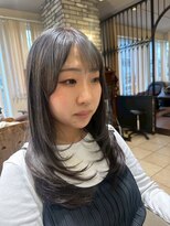 エール 生駒(aile Total Beauty Salon)&nbsp;透け感ダークグレージュ×韓国風レイヤーロング