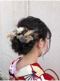 ドライフラワーでお洒落にゆるふわ卒業袴アレンジ【静岡】