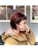 暖色ハイライトボブ