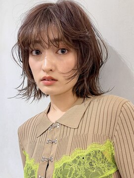 ミンクス 青山店(MINX) 切りっぱなしボブ美髪ピンクブラウンベリーショート