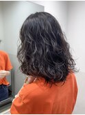 クリームパーマ伸ばしかけミディアムパーマ