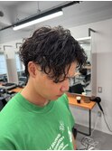 パーマセンターパートメンズパーマツーブロック