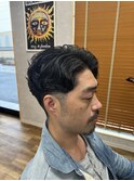 センターパートパーマ