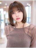 チョコグレージュ/20代30代大人かわいい/ミディアムレイヤー